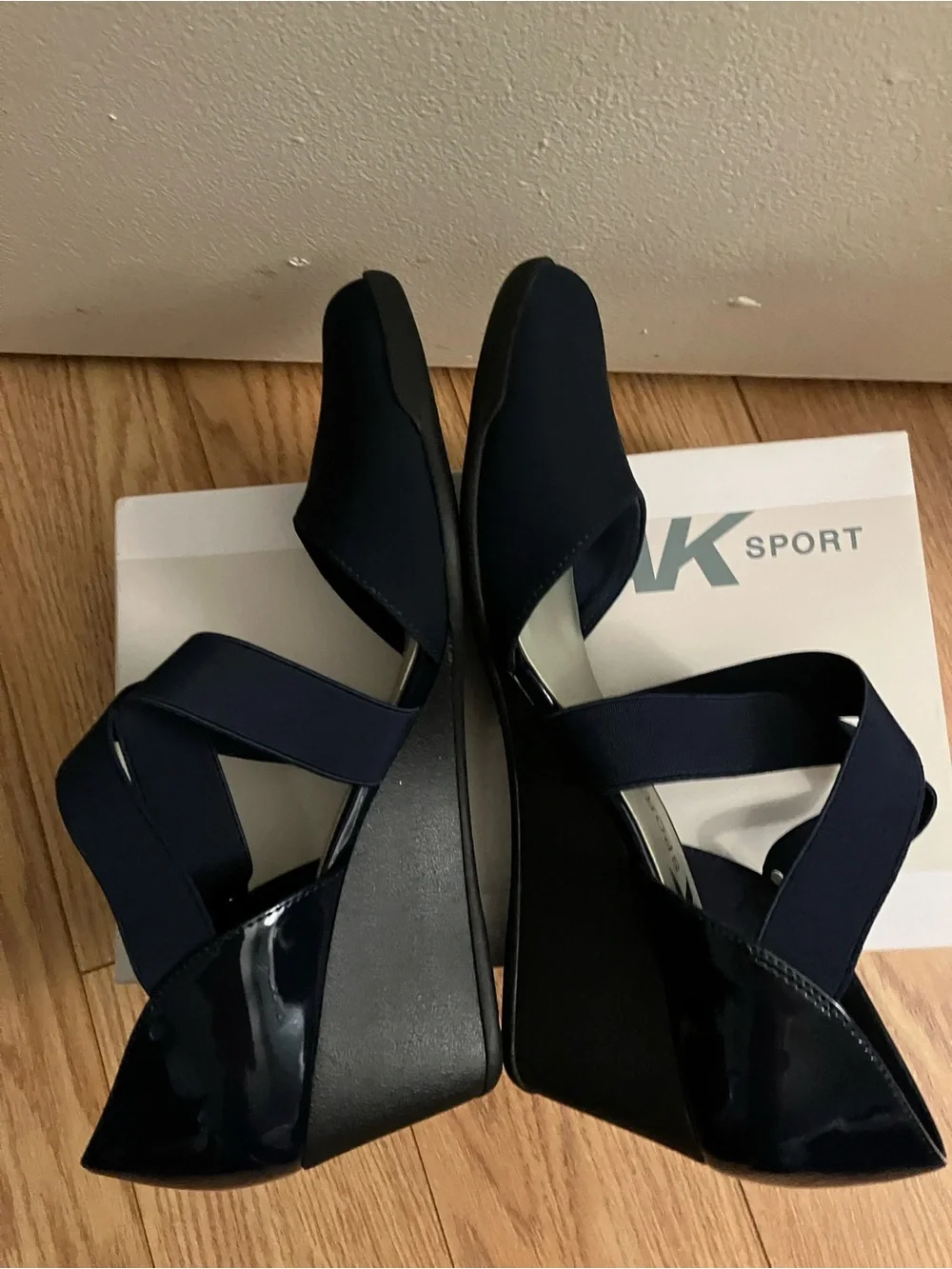 Anne Klein Navy Crisscross Strap Wedge - Picture 5 of 6